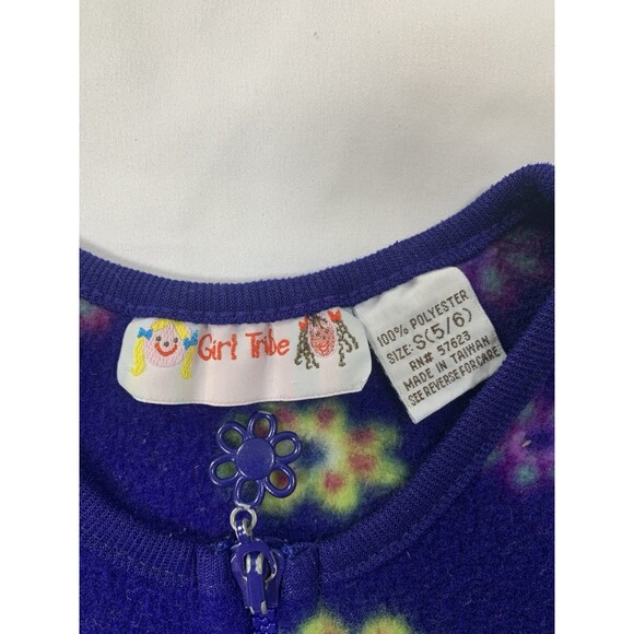 VNT Girls Tribe Kids Dress Sz S Fleece Floral Y2K Purple Sleeveless - Picture 3 of 5